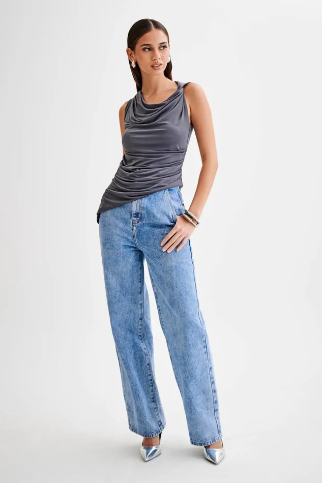 Women Meshki Tops Prianyka Slinky Sleeveless Top 8211 Charcoal