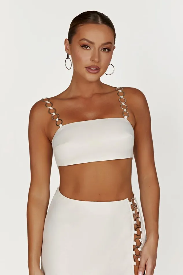 Women Meshki Tops Pyper Ring Crop Top 8211 Beige