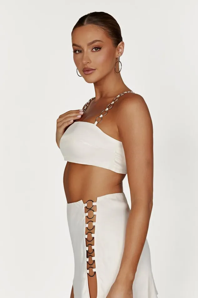 Women Meshki Tops Pyper Ring Crop Top 8211 Beige
