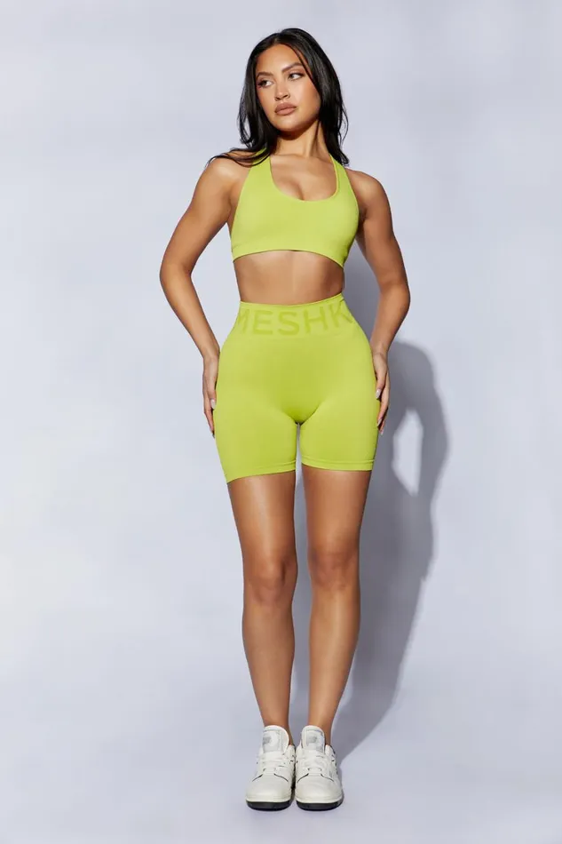 Women Meshki Tops Quinn Halter Longline Top 8211 Lime Green