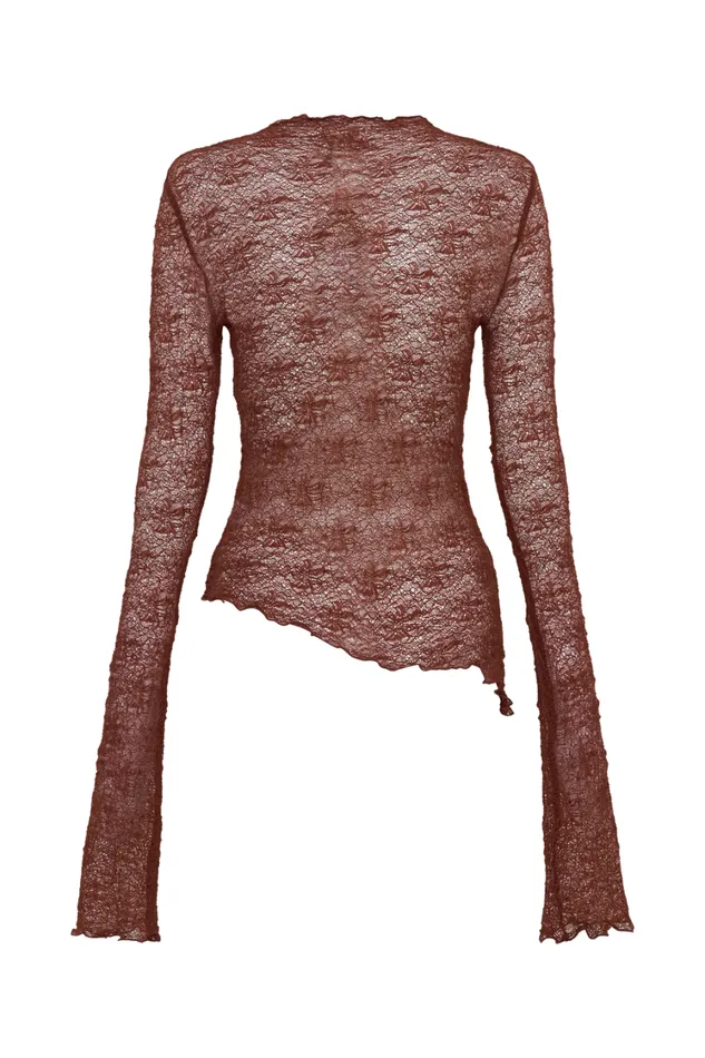 Women Meshki Tops Riley Sheer Lace Long Sleeve Top 8211 Chilli