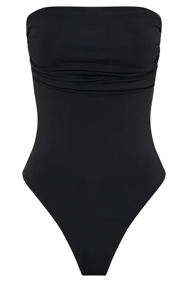 Women Meshki Tops Romina Recycled Nylon Ruched Bodysuit 8211 Black