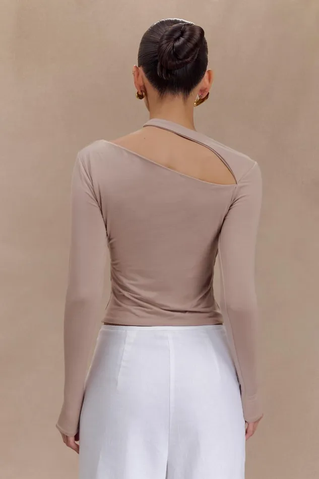 Women Meshki Tops Sasha Modal Long Sleeve Top With Cut Out 8211 Mushroom