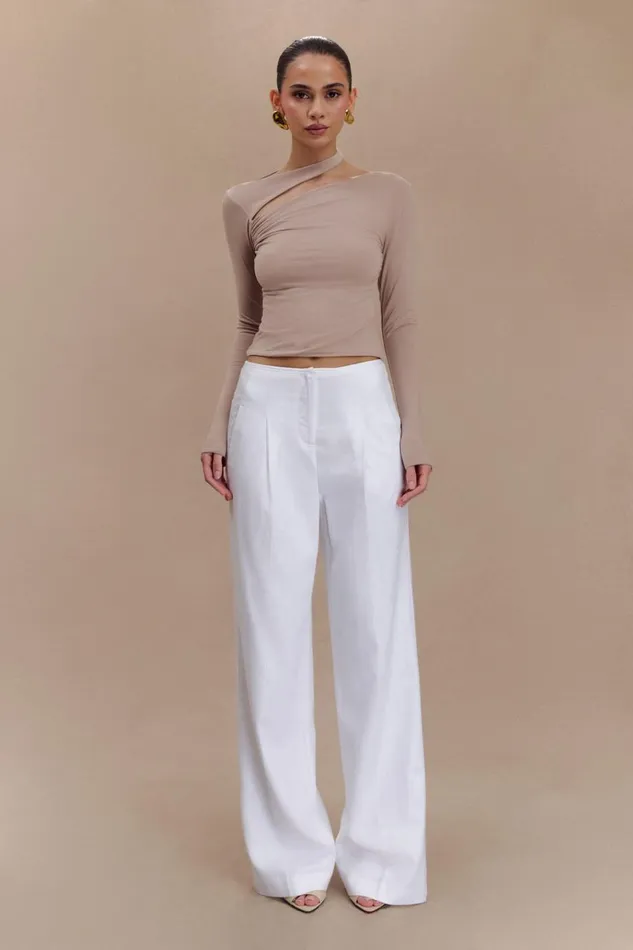 Women Meshki Tops Sasha Modal Long Sleeve Top With Cut Out 8211 Mushroom