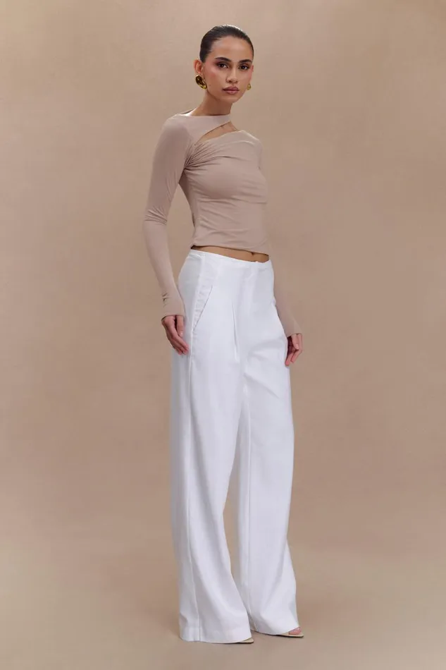 Women Meshki Tops Sasha Modal Long Sleeve Top With Cut Out 8211 Mushroom