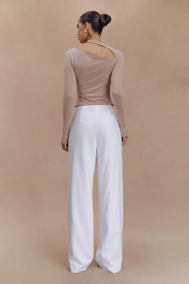 Women Meshki Tops Sasha Modal Long Sleeve Top With Cut Out 8211 Mushroom