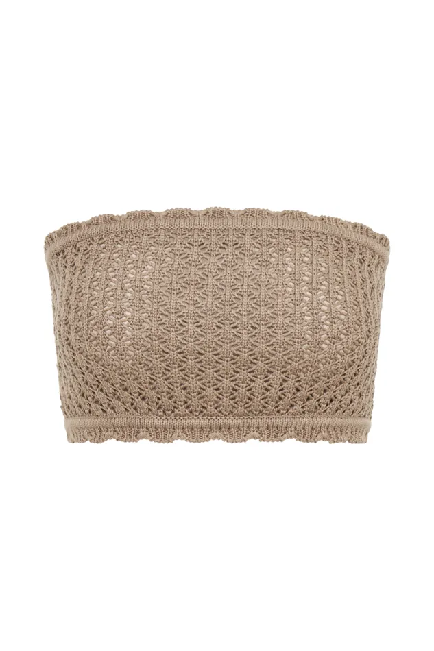 Women Meshki Tops Serina Knit Crop Top 8211 Taupe