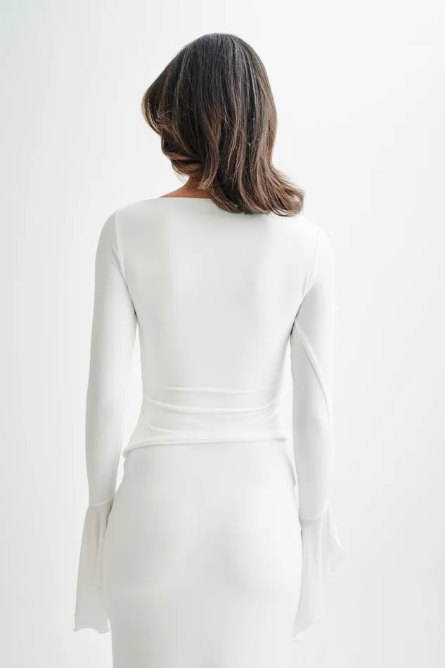 Women Meshki Tops Stevie Bell Sleeve Slinky Top 8211 White
