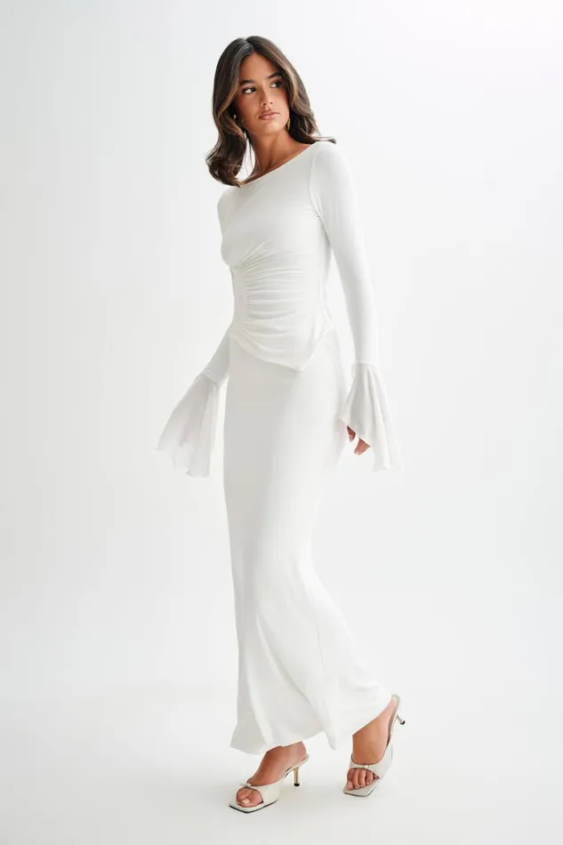 Women Meshki Tops Stevie Bell Sleeve Slinky Top 8211 White