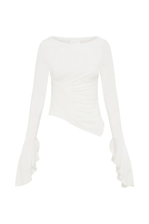 Women Meshki Tops Stevie Bell Sleeve Slinky Top 8211 White