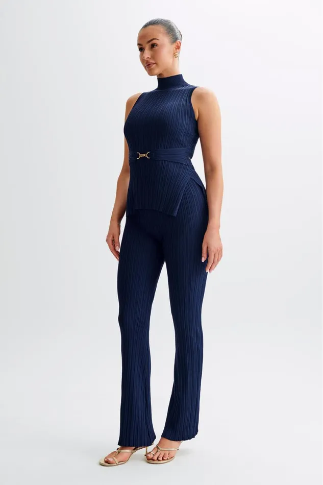 Women Meshki Tops Tanya Cut Out High Neck Top 8211 Navy
