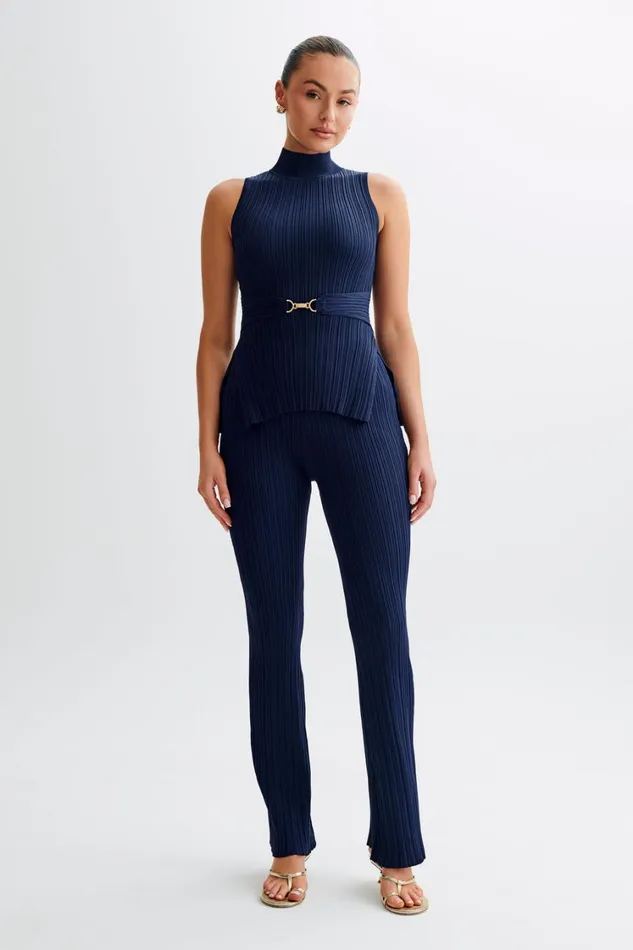 Women Meshki Tops Tanya Cut Out High Neck Top 8211 Navy