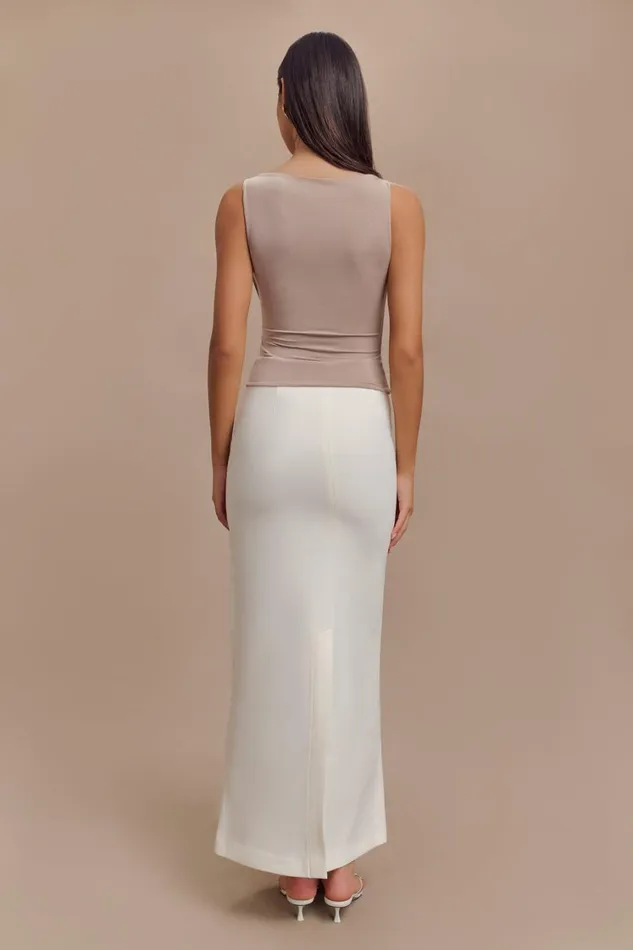 Women Meshki Tops Tiarna Slinky Ruched Top 8211 Taupe