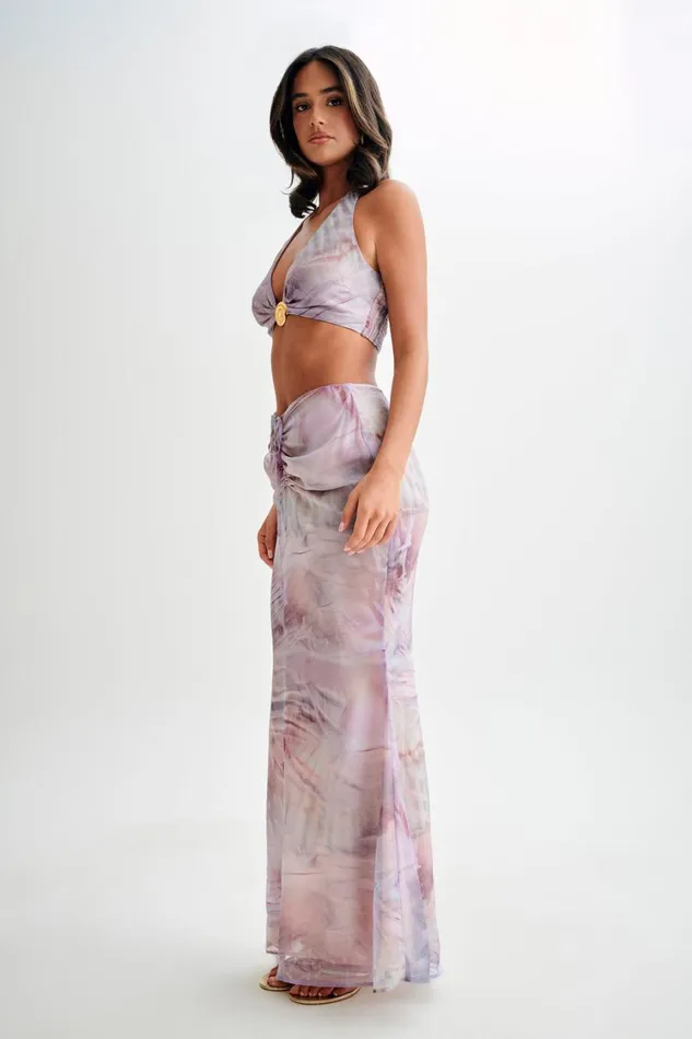 Women Meshki Tops Ursula Shell Hardware Halter Top 8211 Mermaid Shell Print