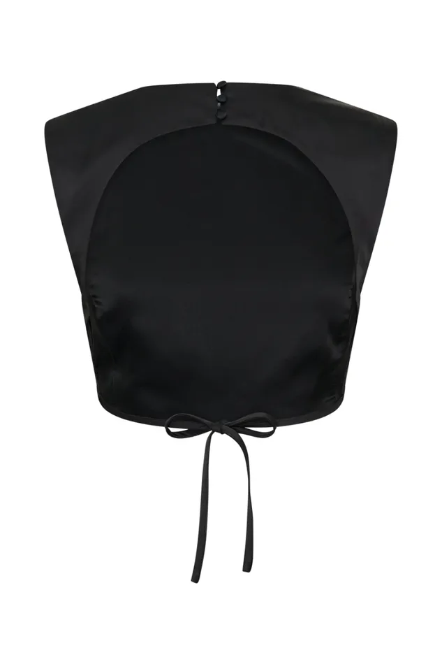 Women Meshki Tops Viviana Satin Sleeveless Crop Top 8211 Black