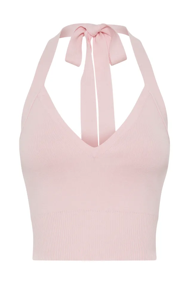 Women Meshki Tops Wendy Halter Knit Top 8211 Fairy Floss Pink