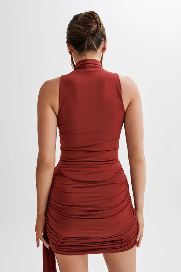 Women Meshki Tops Wren Slinky Turtle Neck Top 8211 Cherry Red