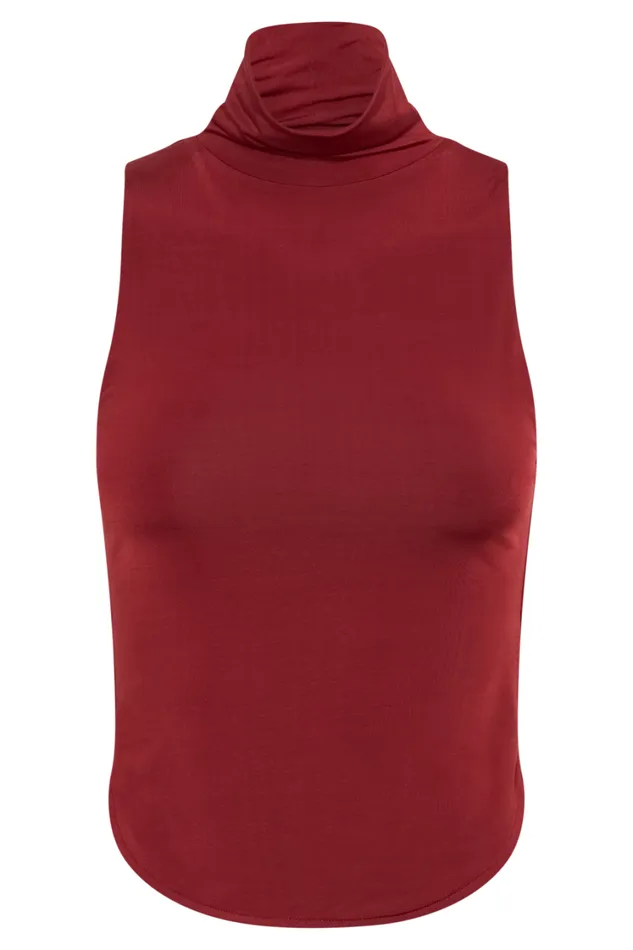 Women Meshki Tops Wren Slinky Turtle Neck Top 8211 Cherry Red