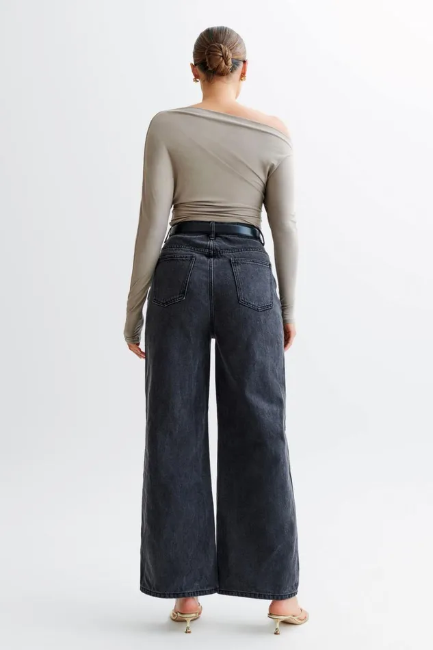 Women Meshki Tops Yasmin Asymmetrical Modal Long Sleeve Top 8211 Tawny Grey