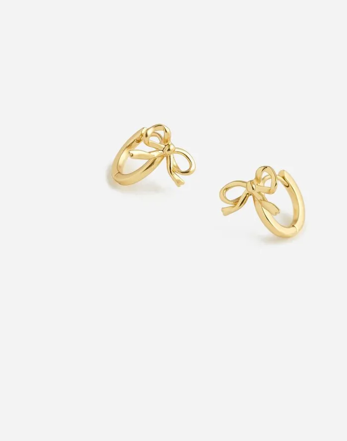 Women Metal Bow Huggie Hoop Earrings Vintage Gold Madewell Jewelry