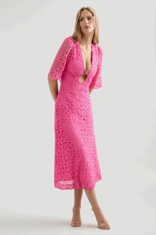 Women Midi Dresses Runaway The Label Arizona Midi Dress Fuchsia