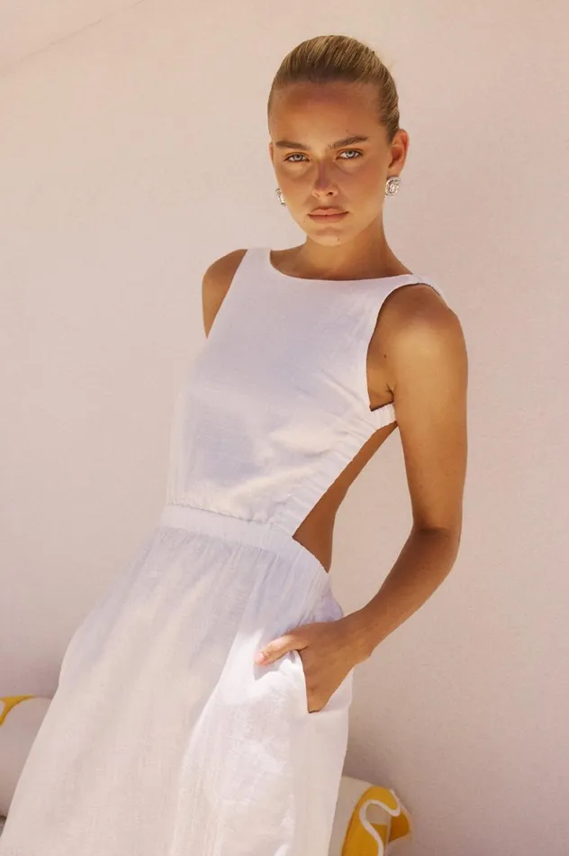 Women Midi Dresses Runaway The Label BELA MIDI DRESS White