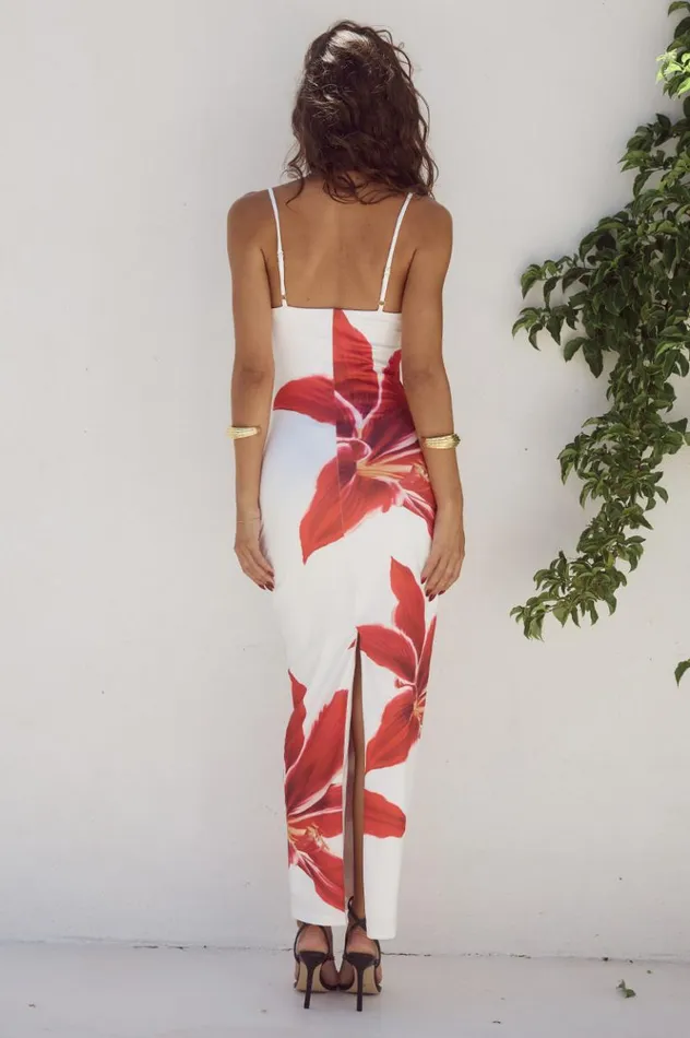 Women Midi Dresses Runaway The Label DEIA MIDI DRESS Crimson Lily