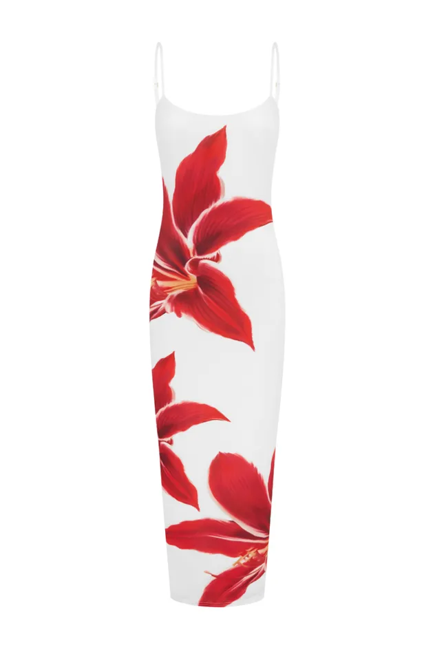 Women Midi Dresses Runaway The Label DEIA MIDI DRESS Crimson Lily