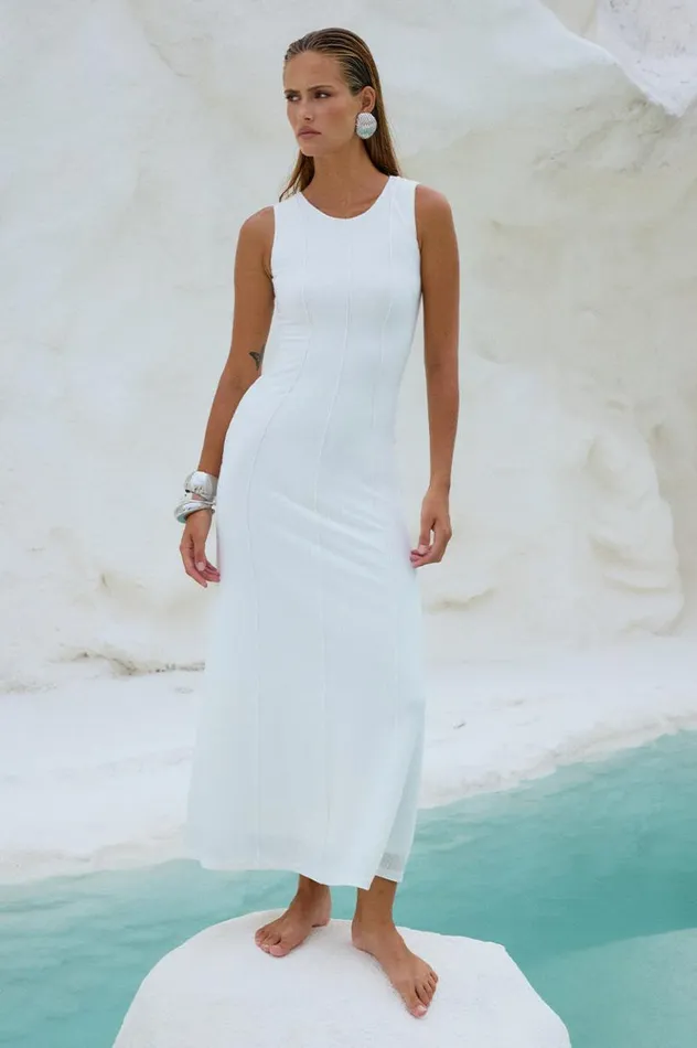 Women Midi Dresses Runaway The Label EOS MIDI DRESS Ivory