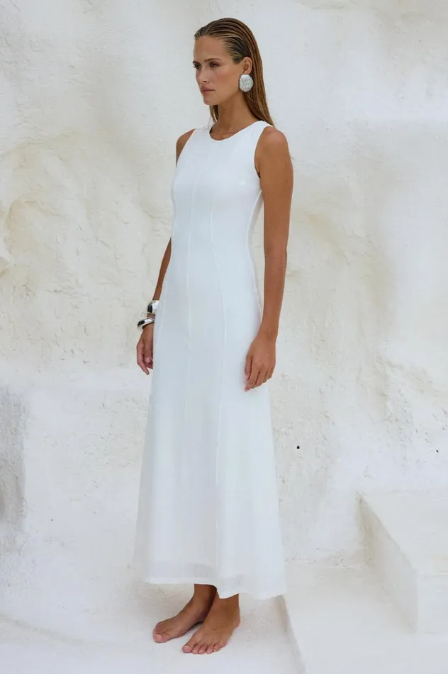 Women Midi Dresses Runaway The Label EOS MIDI DRESS Ivory