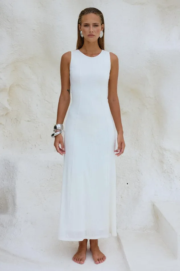 Women Midi Dresses Runaway The Label EOS MIDI DRESS Ivory