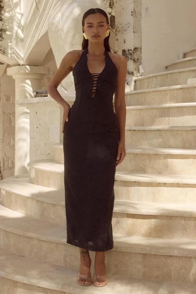 Women Midi Dresses Runaway The Label FRANNIE MIDI DRESS Black