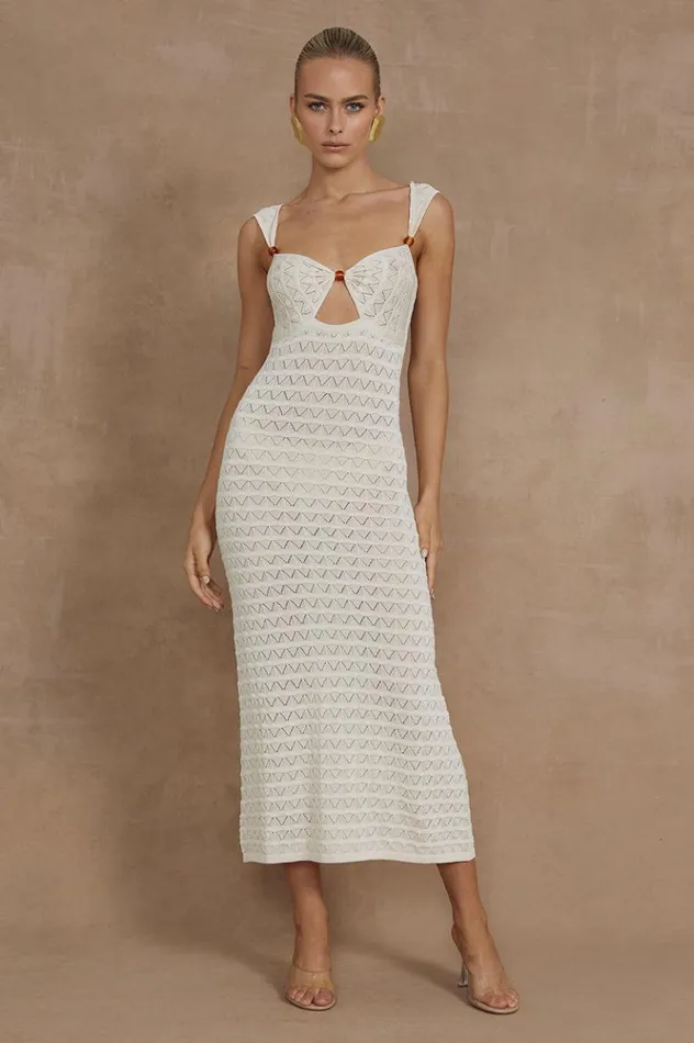 Women Midi Dresses Runaway The Label JUNO MIDI DRESS Ivory