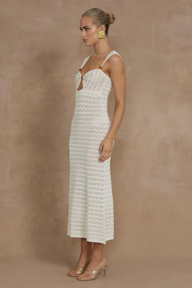 Women Midi Dresses Runaway The Label JUNO MIDI DRESS Ivory