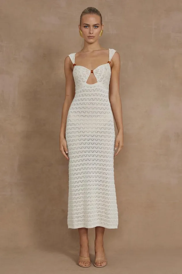 Women Midi Dresses Runaway The Label JUNO MIDI DRESS Ivory