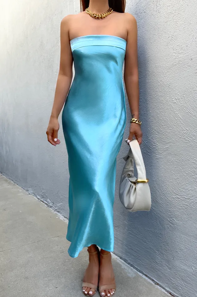 Women Midi Dresses Runaway The Label Leila Slip Dress Aqua