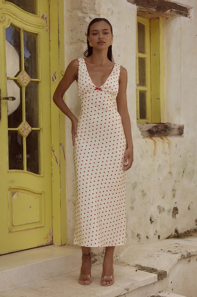 Women Midi Dresses Runaway The Label LIVI MIDI DRESS Whitered
