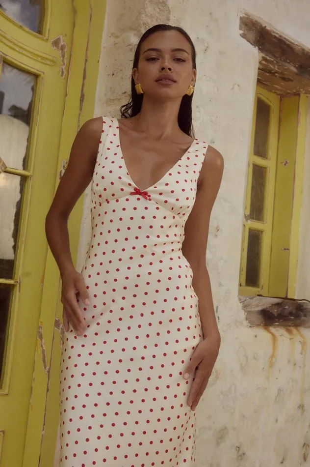 Women Midi Dresses Runaway The Label LIVI MIDI DRESS Whitered