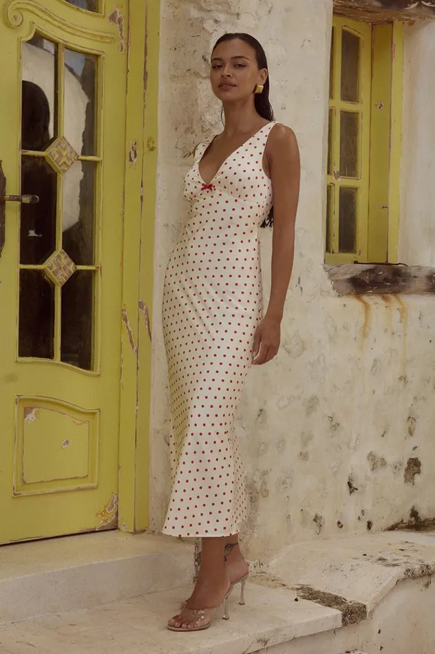 Women Midi Dresses Runaway The Label LIVI MIDI DRESS Whitered
