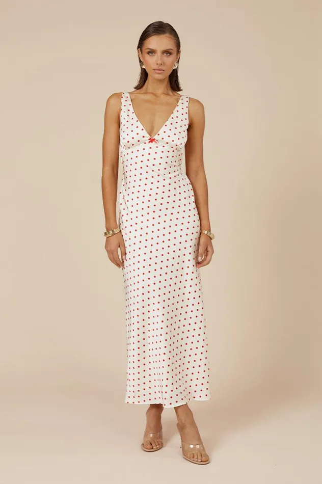 Women Midi Dresses Runaway The Label LIVI MIDI DRESS Whitered