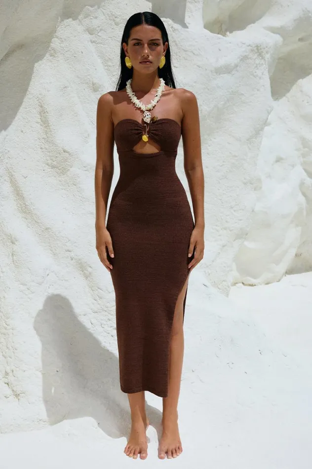 Women Midi Dresses Runaway The Label LUNA MIDI DRESS Espresso