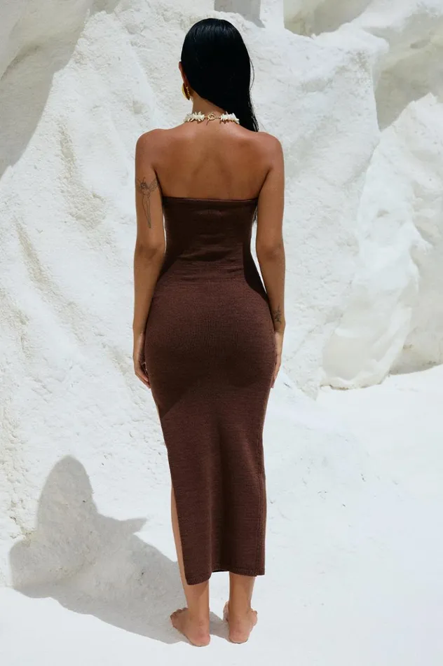 Women Midi Dresses Runaway The Label LUNA MIDI DRESS Espresso
