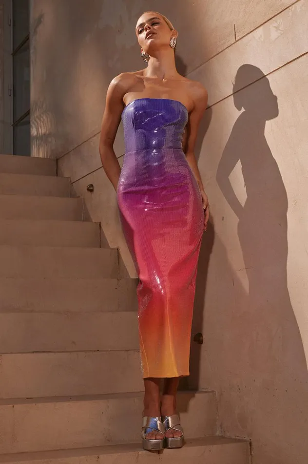 Women Midi Dresses Runaway The Label MALIBU MIDI DRESS Sunset
