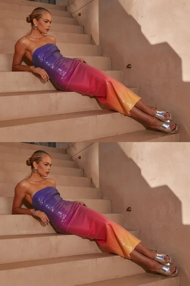 Women Midi Dresses Runaway The Label MALIBU MIDI DRESS Sunset