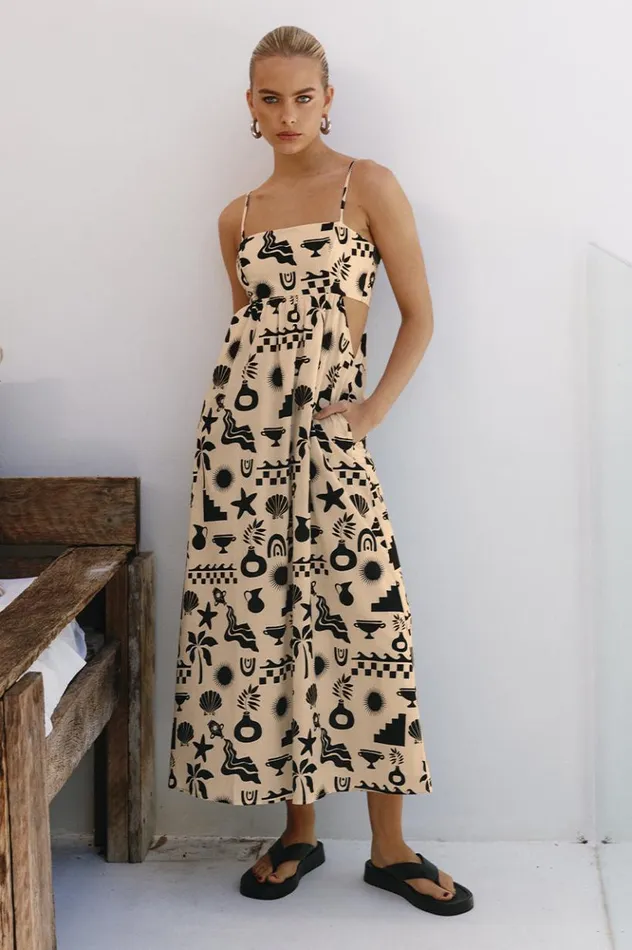 Women Midi Dresses Runaway The Label NAMMOS MIDI DRESS Sandblack