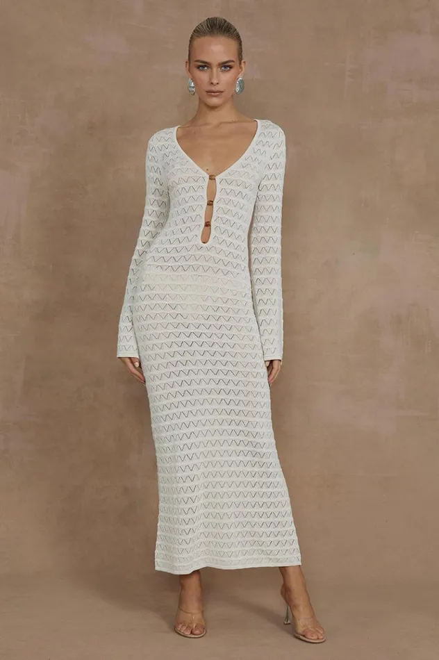 Women Midi Dresses Runaway The Label NYA MIDI DRESS Ivory