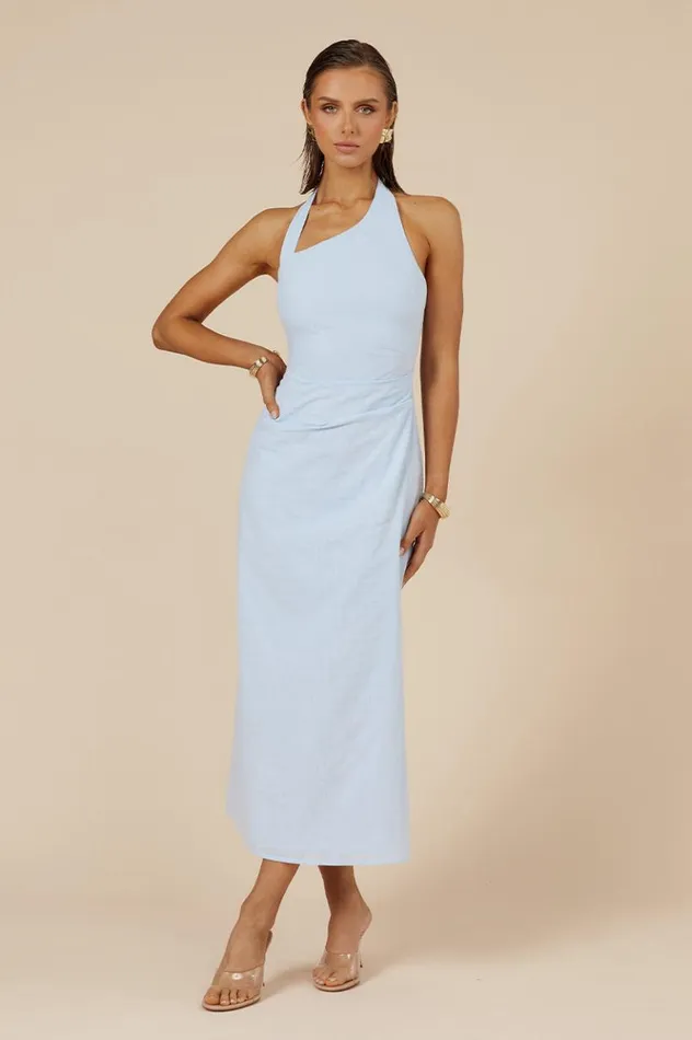 Women Midi Dresses Runaway The Label SAPHIRA LONG MIDI DRESS Ice Blue