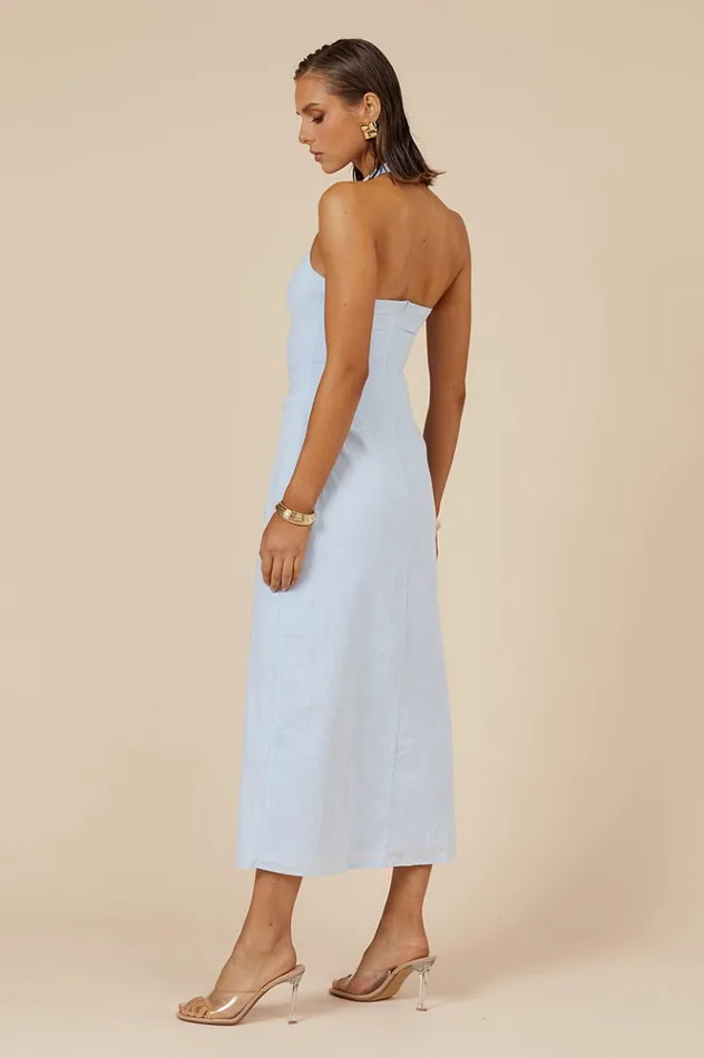 Women Midi Dresses Runaway The Label SAPHIRA LONG MIDI DRESS Ice Blue