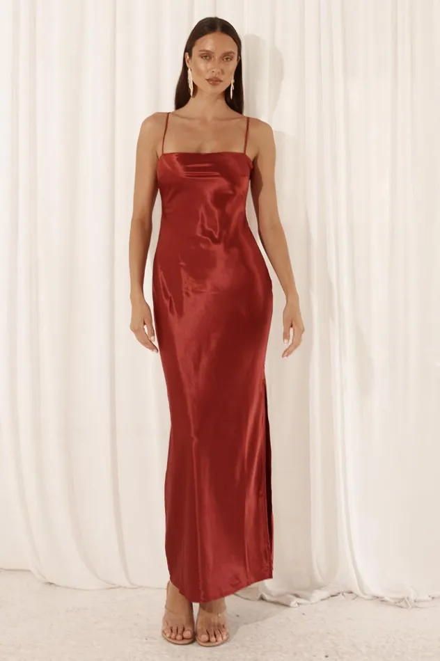 Women Midi Dresses Runaway The Label SIREN SLIP DRESS Ruby