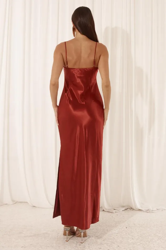 Women Midi Dresses Runaway The Label SIREN SLIP DRESS Ruby